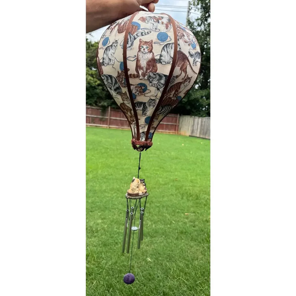 VINTAGE 1983 Schlegel Balloon-A-Tics Hot Air Balloon Wind Chime - Cats & Kittens